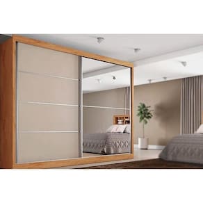 Guarda Roupa Casal 2 Portas (1 c/ Espelho) e 4 Gavetas Verona Plus Flex Peroba/Peroba ou Off White - Europa