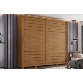 Guarda Roupa 2 Portas de Correr e 6 Gavetas c/ Pés Cayman Nature - Henn