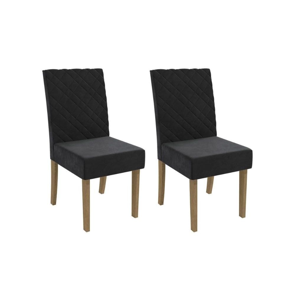 Cadeira Sala de Jantar 2CAD133 Kit 2 Un Canela/Suede Preto - Kappesberg