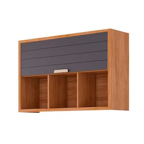 Armário de Cozinha Modulado Eloise c/ 1 Porta Basculante Riscada e 3 Nichos 120 cm Cinamomo/Titanium - MGM