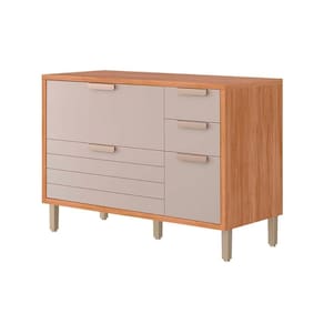 Gabinete de Cozinha Modulado Balcão c/ Tampo Eloise c/ 4 Gavetas e 1 Porta Basculante Riscada 120 cm Cinamomo/Off White - MGM