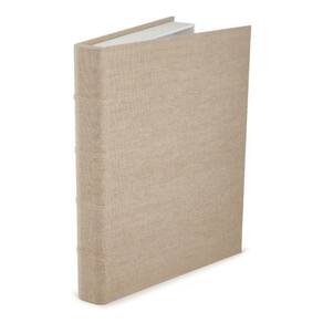 Livro Caixa Em MDF Com Revestimento Em Linho Bege Mart 35x27,5cm