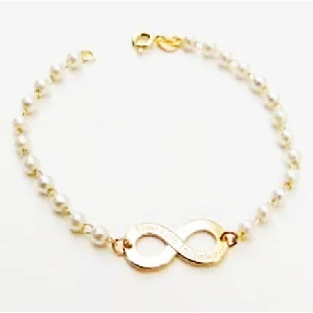 Pulseira Que Seja Infinito Com Pérolas Folheado 18k