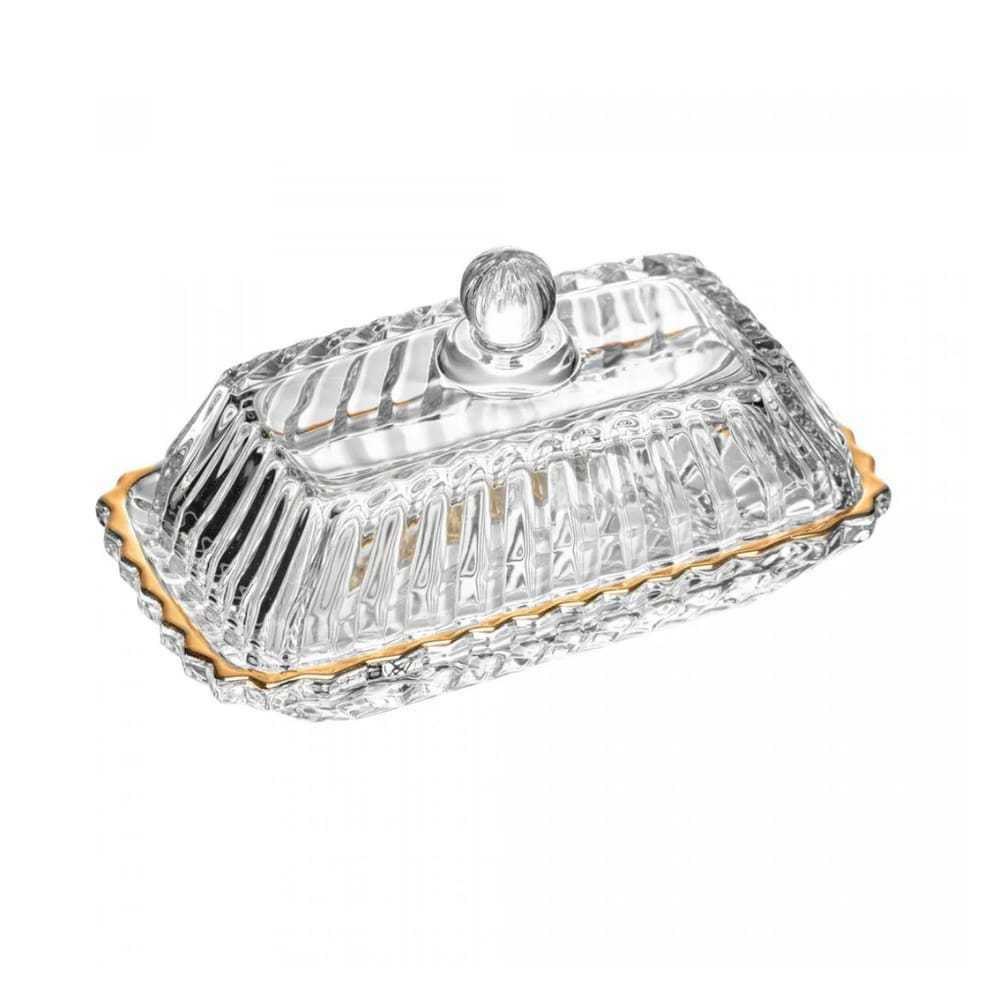Manteigueira Em Cristal Com Fio De Ouro Imperatriz 17x8,5cm Wolff
