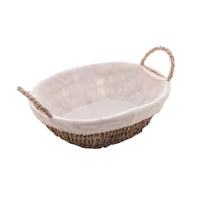 Cesto Organizador Oval Em Sisal Com Forro Em Tecido 31,5x12,5cm Wolff