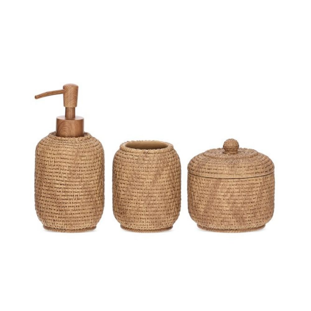 Conjunto Para Banheiro Em Poliresina Marrom Com 3 Peças Mart