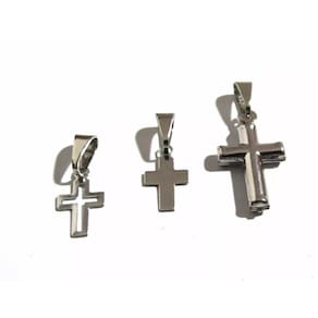 Kit 3 Pingentes Crucifixo Religioso Aço Inox.