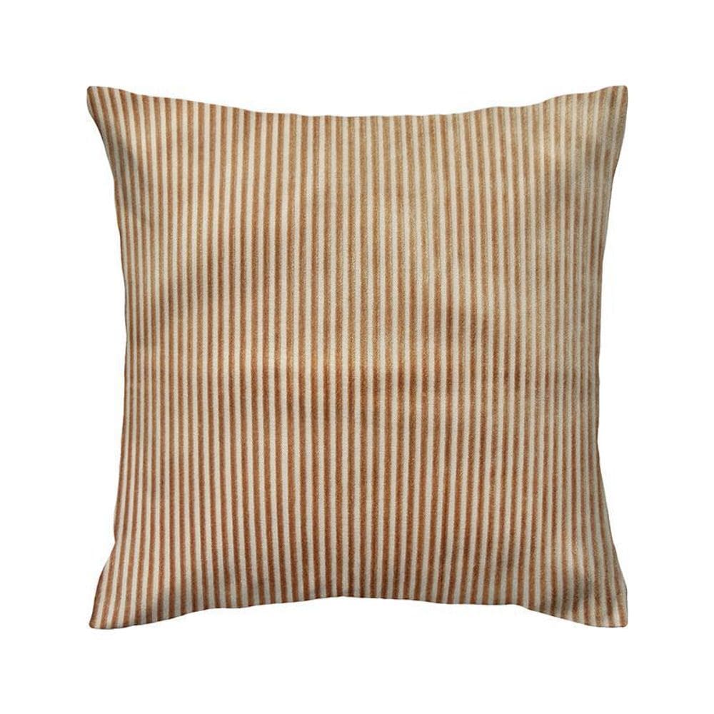 Capa De Almofada Vivain Listrado Tecido Veludo Mostarda