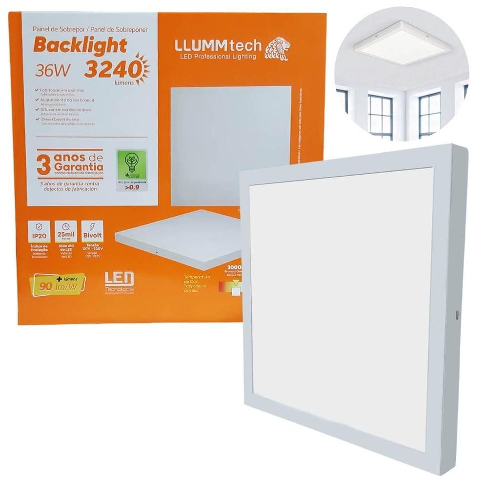 Painel Led Bronzeart Emb. Quad. 36w 6500k