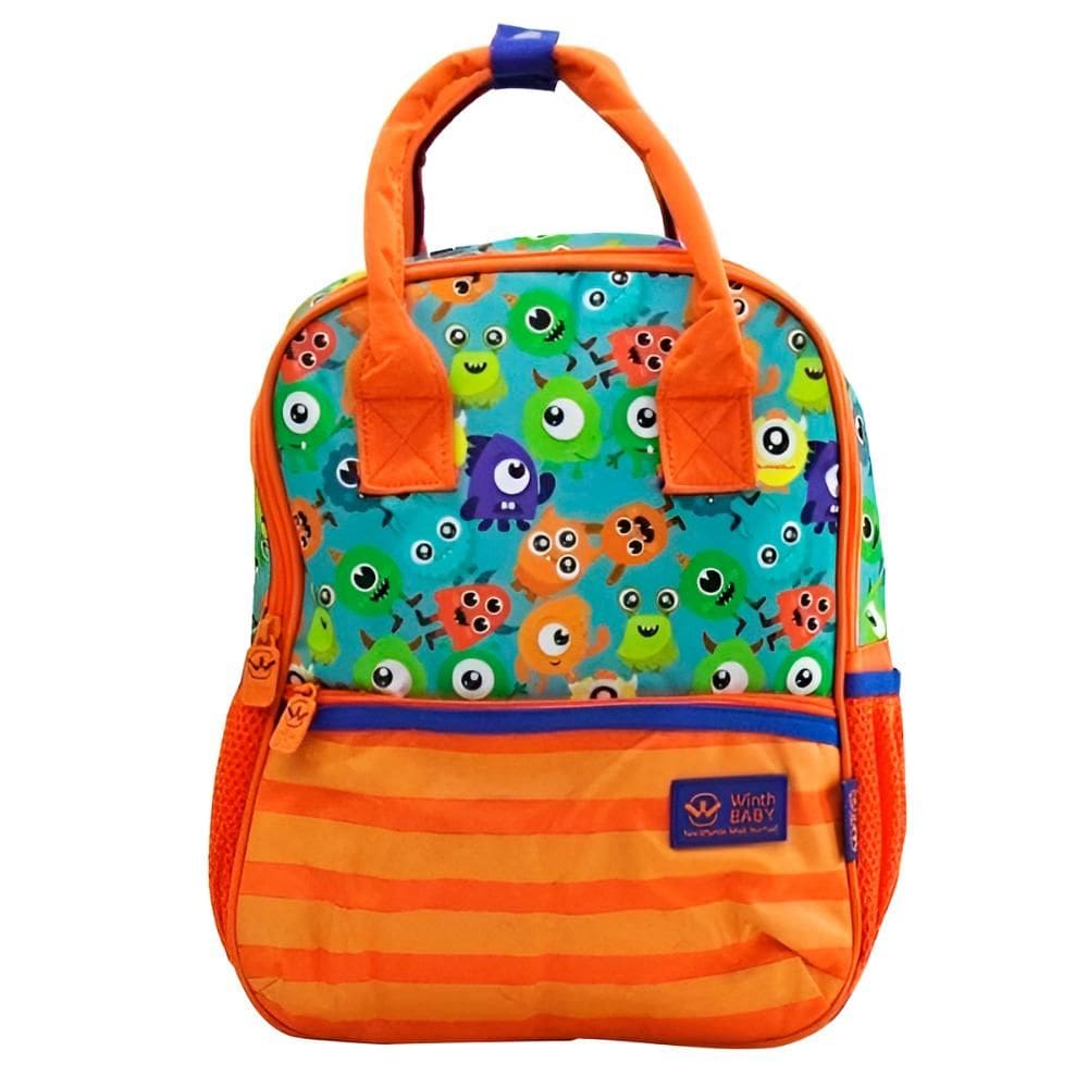 Mochila De Costas Bolsa Baby Masculina Monstrinhos Laranja [F102]