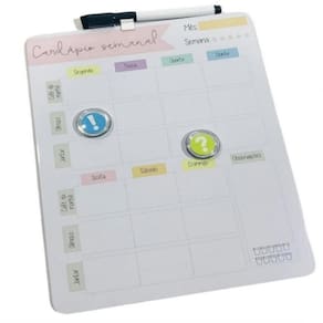 Cardápio Semanal Magnético Com Imãs E Caneta Para Planejamento