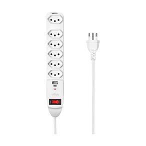 Filtro de Linha 6 Tomadas Elgin - Protetor de Surtos - 3 Pinos 10A - USB-A+C - Bivolt - Branco