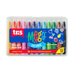 Giz Em Gel Retrátil Mega Gel Color Com Cheirinho Tris 12 Cores