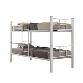Beliche Solteiro Padr&atilde;o A&ccedil;o Vira 2 Cama Escada Grade Prote&ccedil;&atilde;o &lrm; Branco