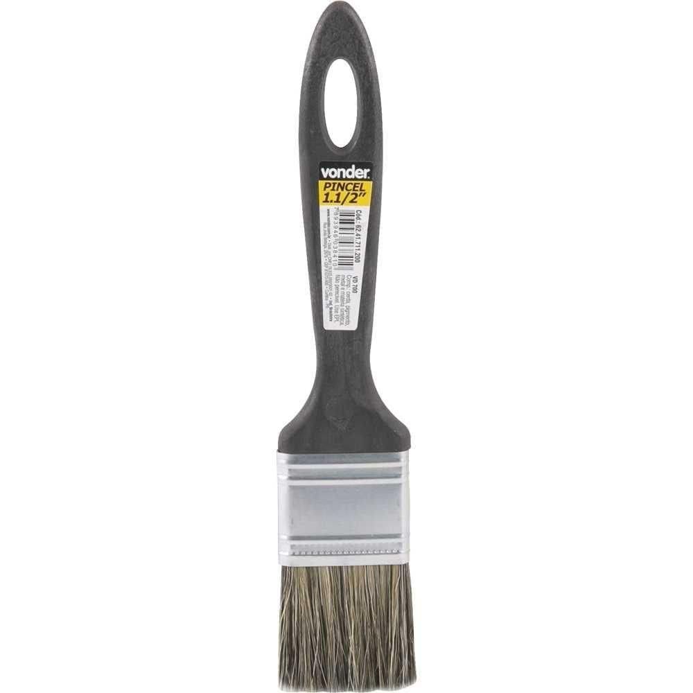 Pincel 1.1/2 Cerdas Gris Cabo Plástico Para Tintas Latéx E