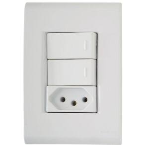 Conjunto 4" X 2" De 2 Interruptores Simples + 1 Tomada 2p+t 10a 250v - Tramontina