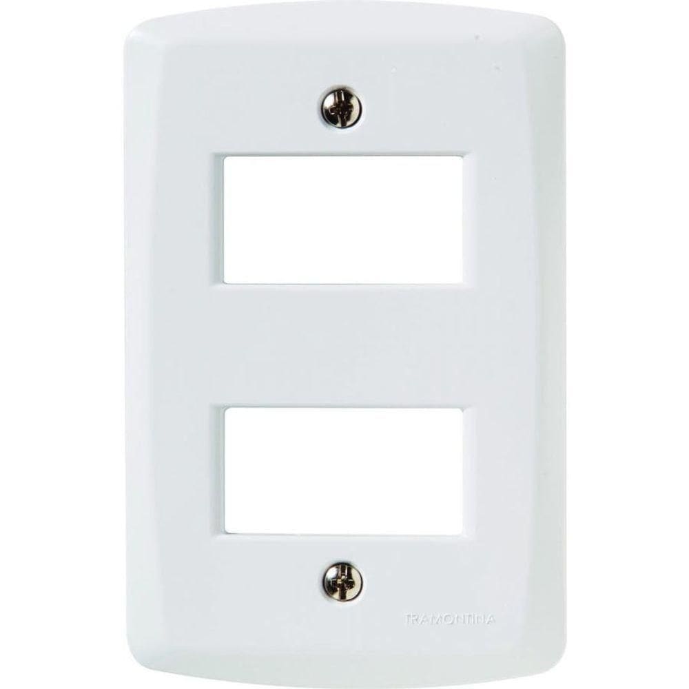 Placa Horizontal Lux² 2 Postos Afastados 4 X 2 Branca - Tramontina