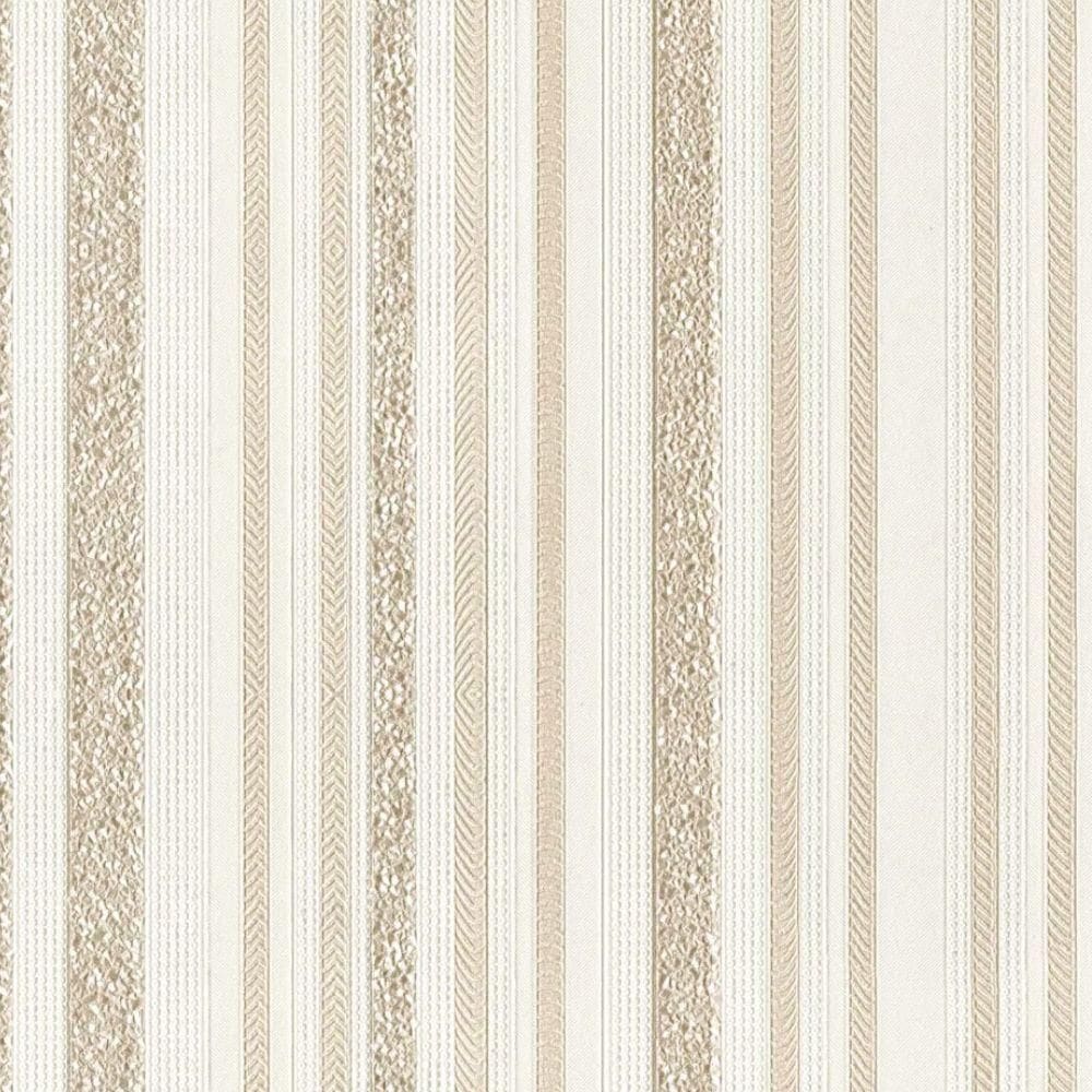 Papel De Parede Colorkey Listrado Branco E Bege Col1068