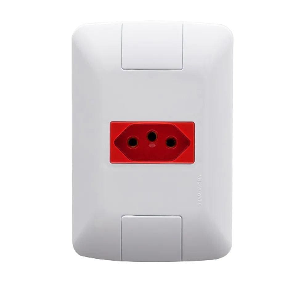 Conjunto Placa Com 1 Tomada 2p+t 20a/250v Vermelha Aria - Tramontina