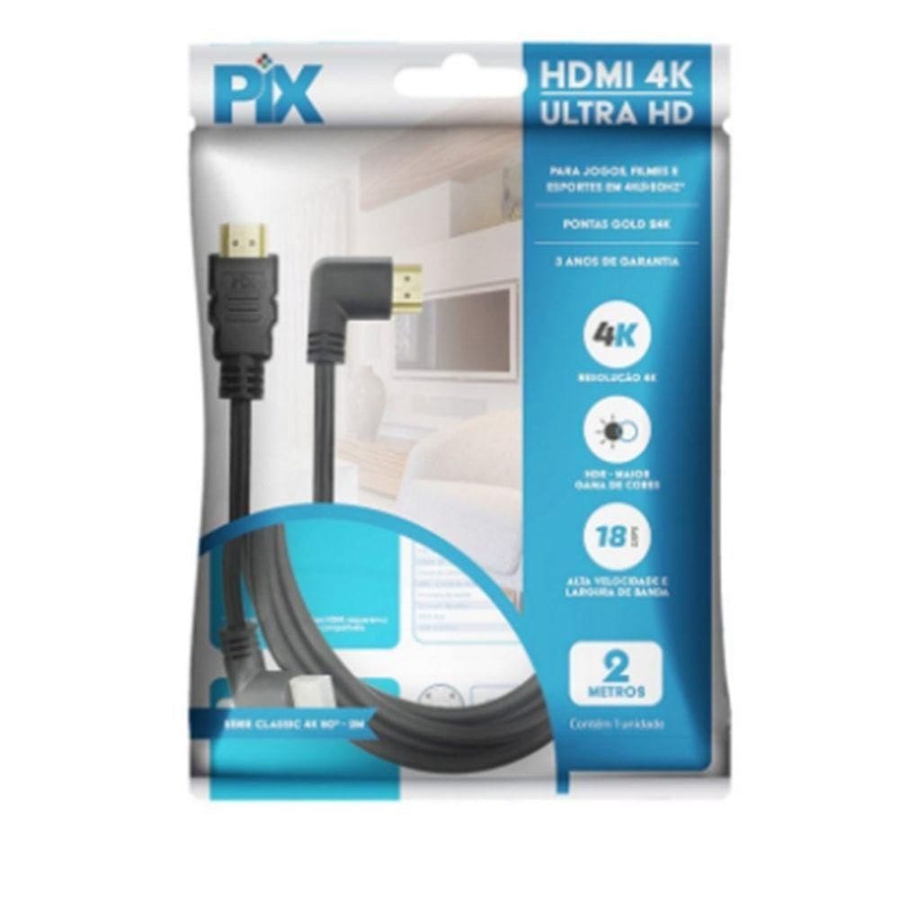 Cabo De Hdmi Macho X Macho 2.0 3D 90 Graus