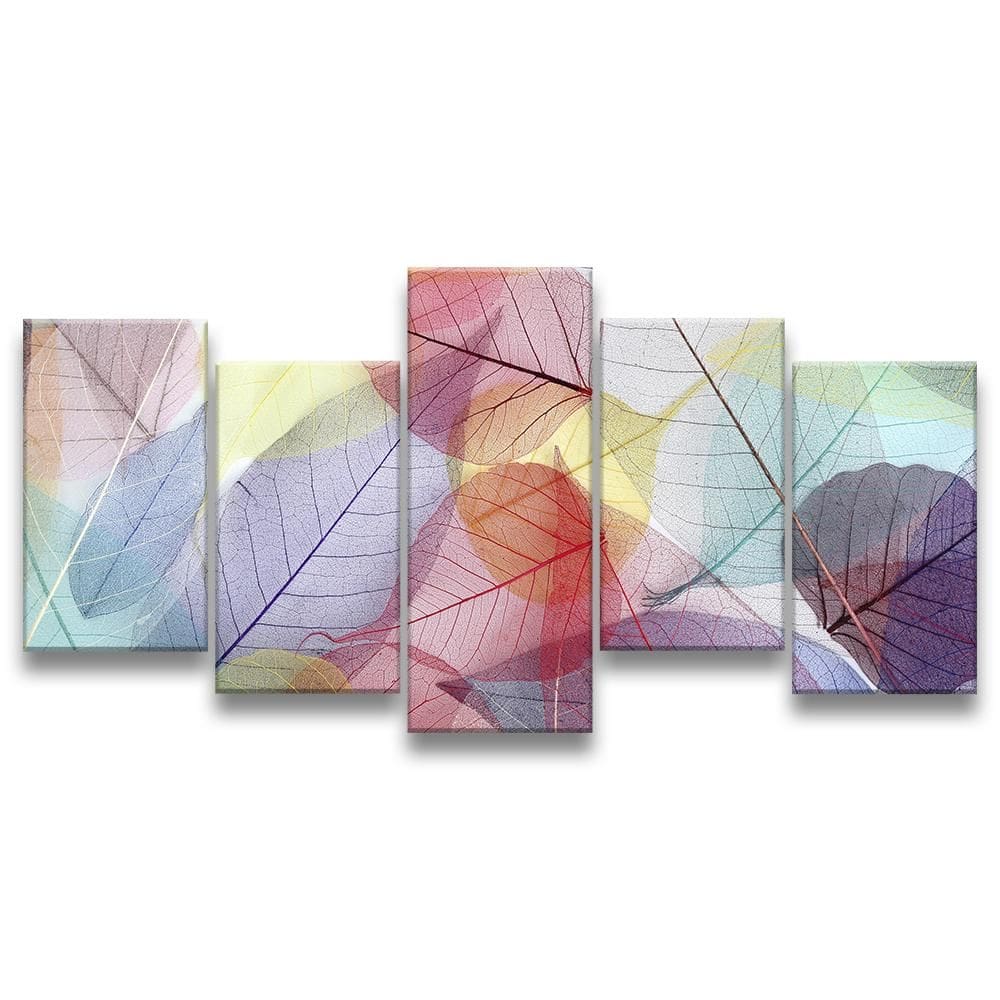 Quadro Decorativo 129x63 Sala Quarto Arte Folhas Coloridas