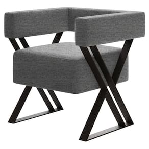 Poltrona Decorativa Pes Metal Mirela Linho Cinza Milani Store