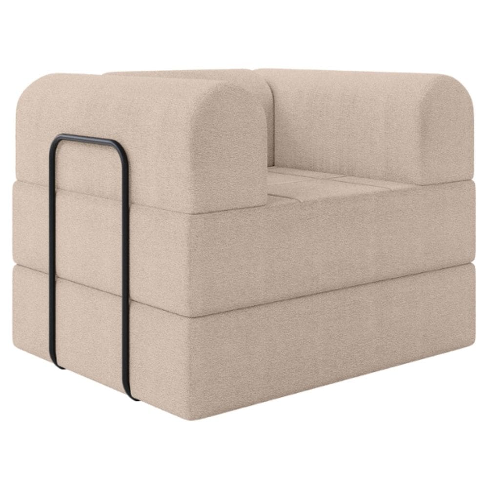 Poltrona Decorativa 90 cm Pes Metal Monaco Boucle Bege Milani Store