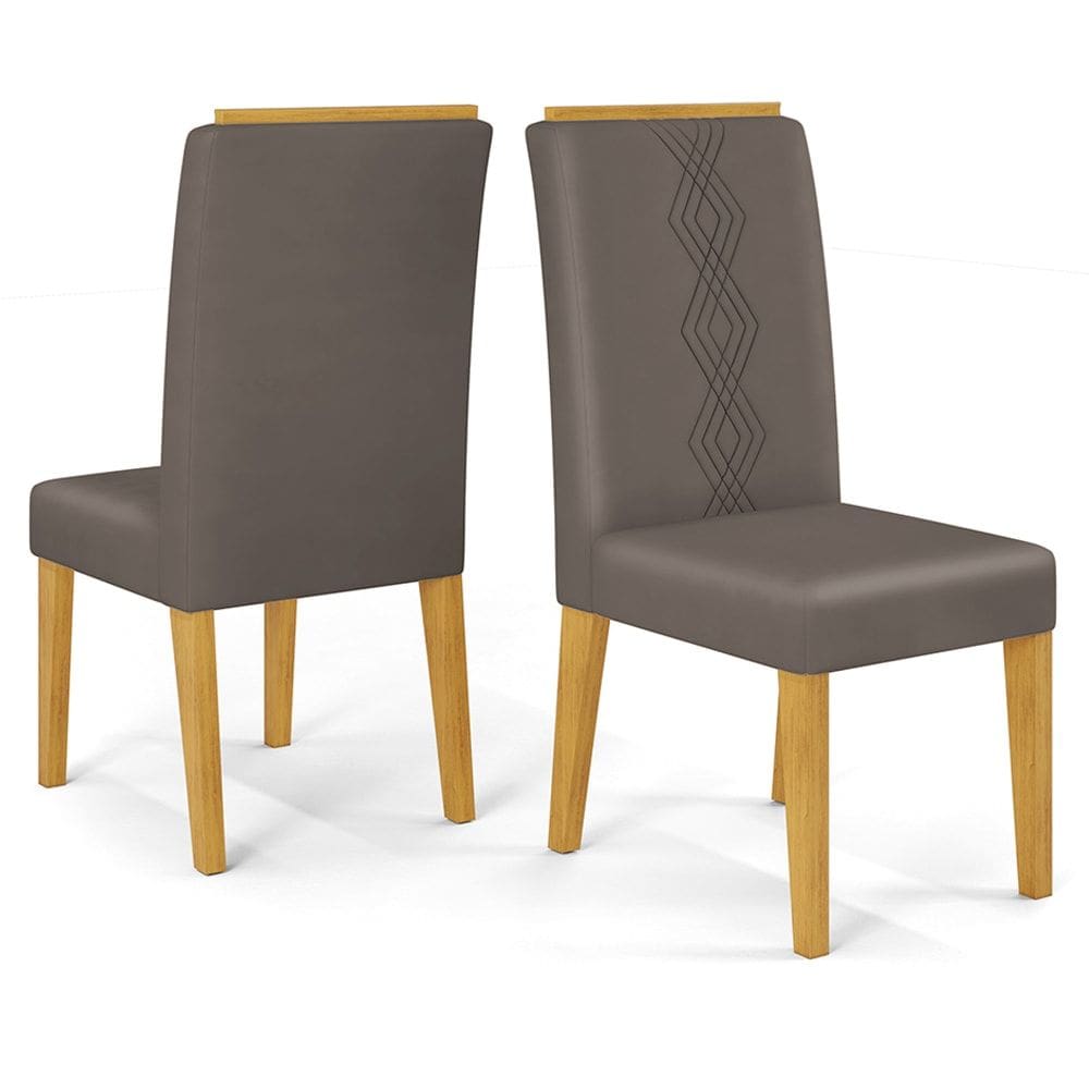 Kit 2 Cadeiras De Jantar Estofadas Yasmin Veludo Lunar Cedro Dj Moveis