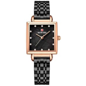 Relógio De Pulso De Quartzo Quadrado Feminino Impermeável Com Strass Elegante Preto