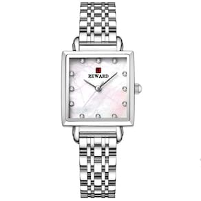 Relógio De Pulso De Quartzo Quadrado Feminino Impermeável Com Strass Elegante Prata