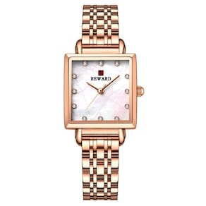 Relógio De Pulso De Quartzo Quadrado Feminino Impermeável Com Strass Elegante Rose