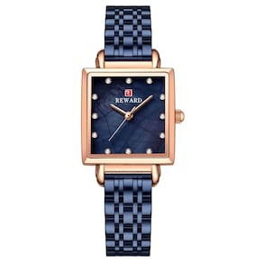 Relógio De Pulso De Quartzo Quadrado Feminino Impermeável Com Strass Elegante Azul