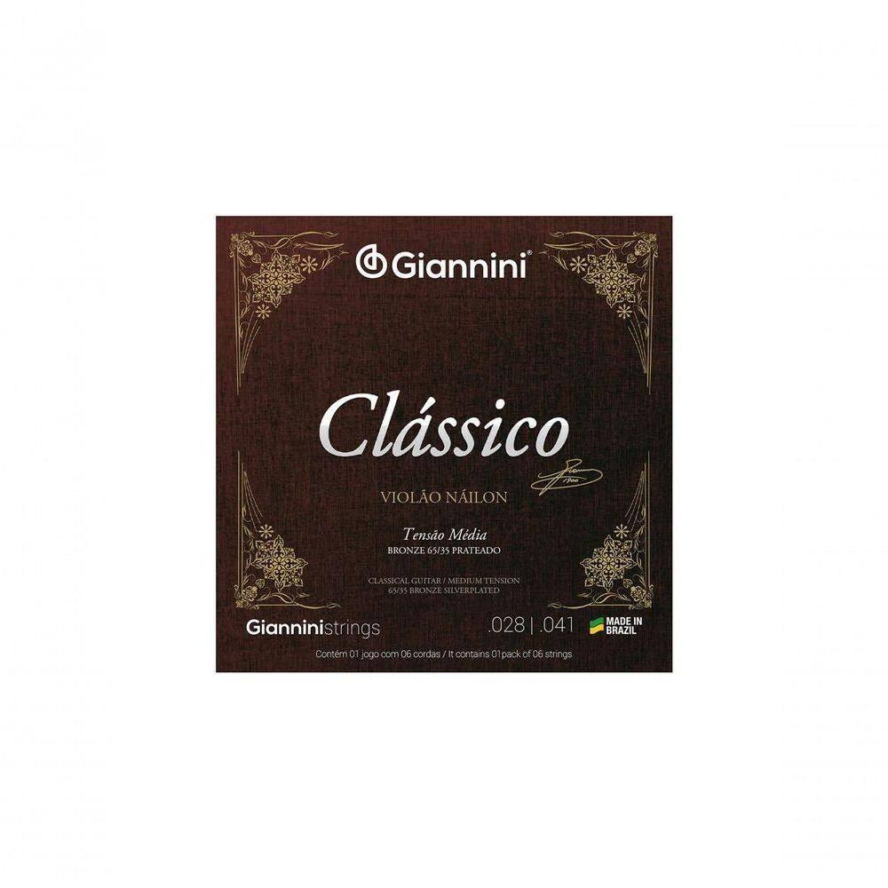 Encordoamento Para Violão Nylon 65-35 Tensão Média Bronze Prateado Genwpm