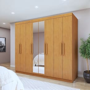 Guarda-roupa 8 Portas 4 Gavetas 100% Mdf Andara Amêndoa Clean