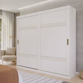 Guarda-roupa Casal 2 Portas de Correr 243cm 100% Mdf Marsala Espresso Móveis Branco