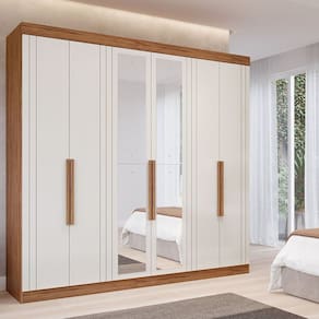 Guarda-Roupa Casal 6 Portas com 4 Espelhos e 6 Gavetas 234cm 100% MDF Boston Espresso Móveis