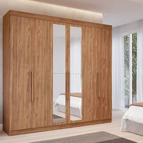Guarda-roupa Casal 6 Portas com 4 Espelhos e 6 Gavetas 234cm 100% Mdf Boston Espresso Móveis Cinamomo