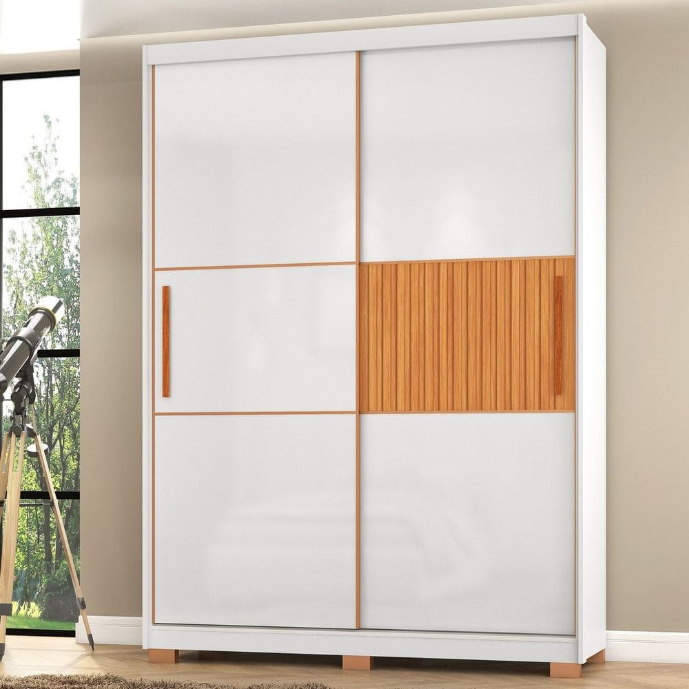 Guarda-roupa Dublin 2 Portas Deslizantes 3 Gavetas Internas Branco