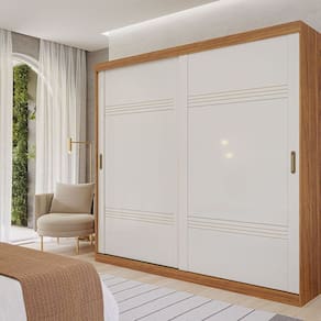 Guarda-roupa Casal 2 Portas de Correr 243cm 100% Mdf Marsala Espresso Móveis Cinamomo/Off White