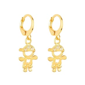 Brinco Dourado De Argolinha Filho Menino Pedras Zircônia