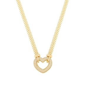 Chocker Dourada De Coração Vazado Crevejado Com Zircônia