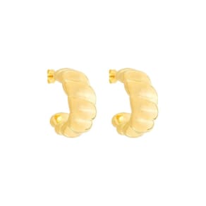 Brinco Dourado De Meia Argola Orgânico Arredondado