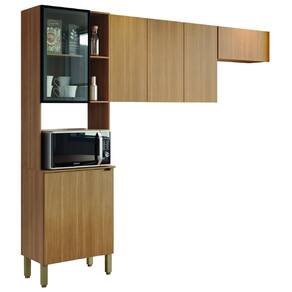 Armário de Cozinha Completa 6 Portas com Vidro e Nicho Para Micro Ondas Plus Kit`s Paraná