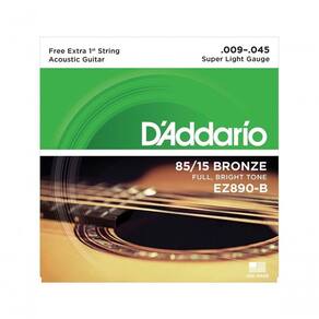 Encordoamento De Aço Para Violão Ez890-b 6 Cordas Super Light .009-.045 - Corda Mi Extra