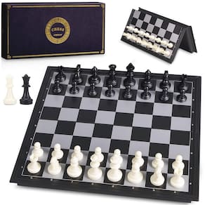 Conjunto de xadrez AMEROUS Magnetic Travel com tabuleiro dobrável de 25 cm