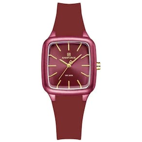 Relogio Feminino Design Quadrado Casual Simples Impermeavel Pulseira Silicone Vermelho