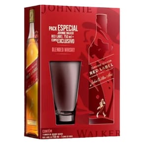Kit Whisky Johnnie Walker Red Label 750ml + Copo de Vidro