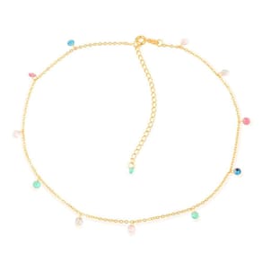 Colar Dourado Chocker Pontos De Luz Coloridos Cristais