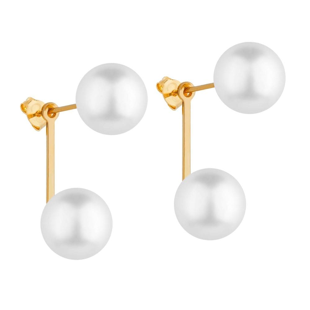 Brinco Dourado De Pérola Dupla