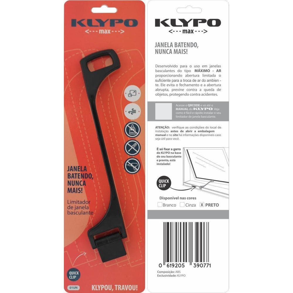 Klypo Max Limitador Da Abertura De Janela Basculante Preto